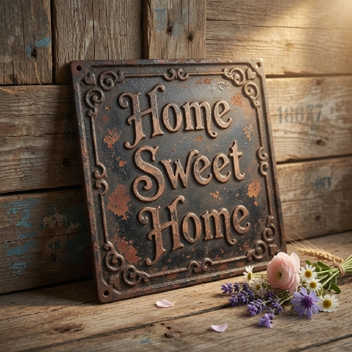 Vintage Cast Iron Home Sign